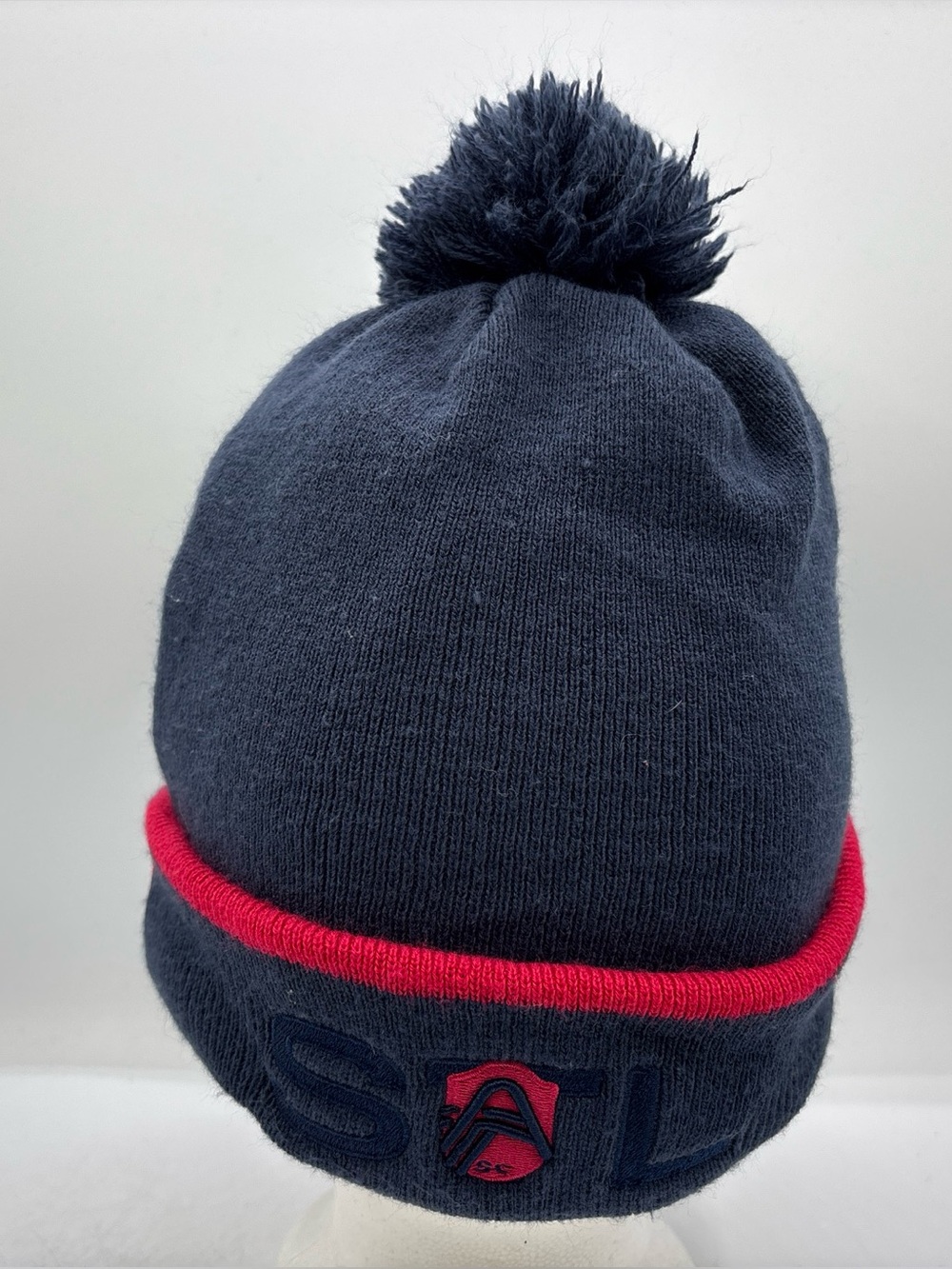 St Louis City SC MLS New Era Pom Pom Cuffed Navy Blue/Red Fleeced Lined Beanie
